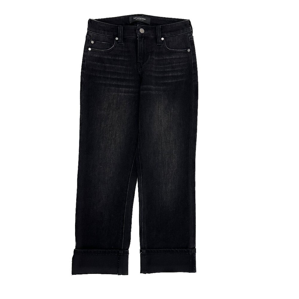 Liverpool Cuffed Crop Women's size‎ 0P Black Denim jeans